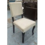 DINING CHAIRS, a set of ten, parchment plush velour and black framed.