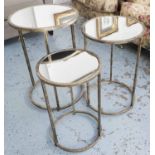 NEST OF TABLES, contemporary gilt finish, highest - 62cm H.