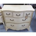 CHEST, Georgian style, serpentine fronted in a cream painted finish, with five drawers,