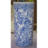 STICK STAND, Chinese blue and white ceramic, 47cm H x 23cm with a quantity of sticks and umbrellas.