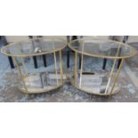 ACCENT TABLES, a pair, French 1950s inspired, gilt, 50cm H.