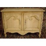 SIDE CABINET, 19th century French Louis XV design grey oak with two carved doors, 140cm x 90cm H.