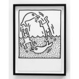 KEITH HARING 'Man and dolphin', 1983, lithograph, published by Lucia Amelio Gallery Napoli,