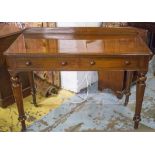 WRITING TABLE, Victorian mahogany with two frieze drawers and turned supports,