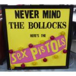 AFTER NEVER MIND THE BOLLOCKS, by Bee Rich, bespoke light up wall art, 95cm x 95cm.