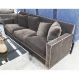 JOHN HITCH SOFA, brown umber finish, with studded detail, 230cm W.