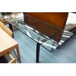 LE CORBUSIER STYLE DINING TABLE, tempered glass top.