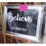 BELIEVE IN YOURSELF, by Bee Rich, bespoke light up wall art, 74cm x 59cm.