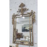 WALL MIRROR, with decorative gilt surround, 104cm H x 62cm max.