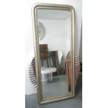 MIRROR, bevelled, in a silvered frame, 185cm x 80cm.