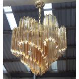 CHANDELIER, vintage Italian Murano, with amber triedri drops on gilt frame, 72cm H x 60cm W approx,