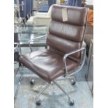 HERMAN MILLER SOFT PAD DESK CHAIR by Charles & Ray Eames, 100cm H approx.