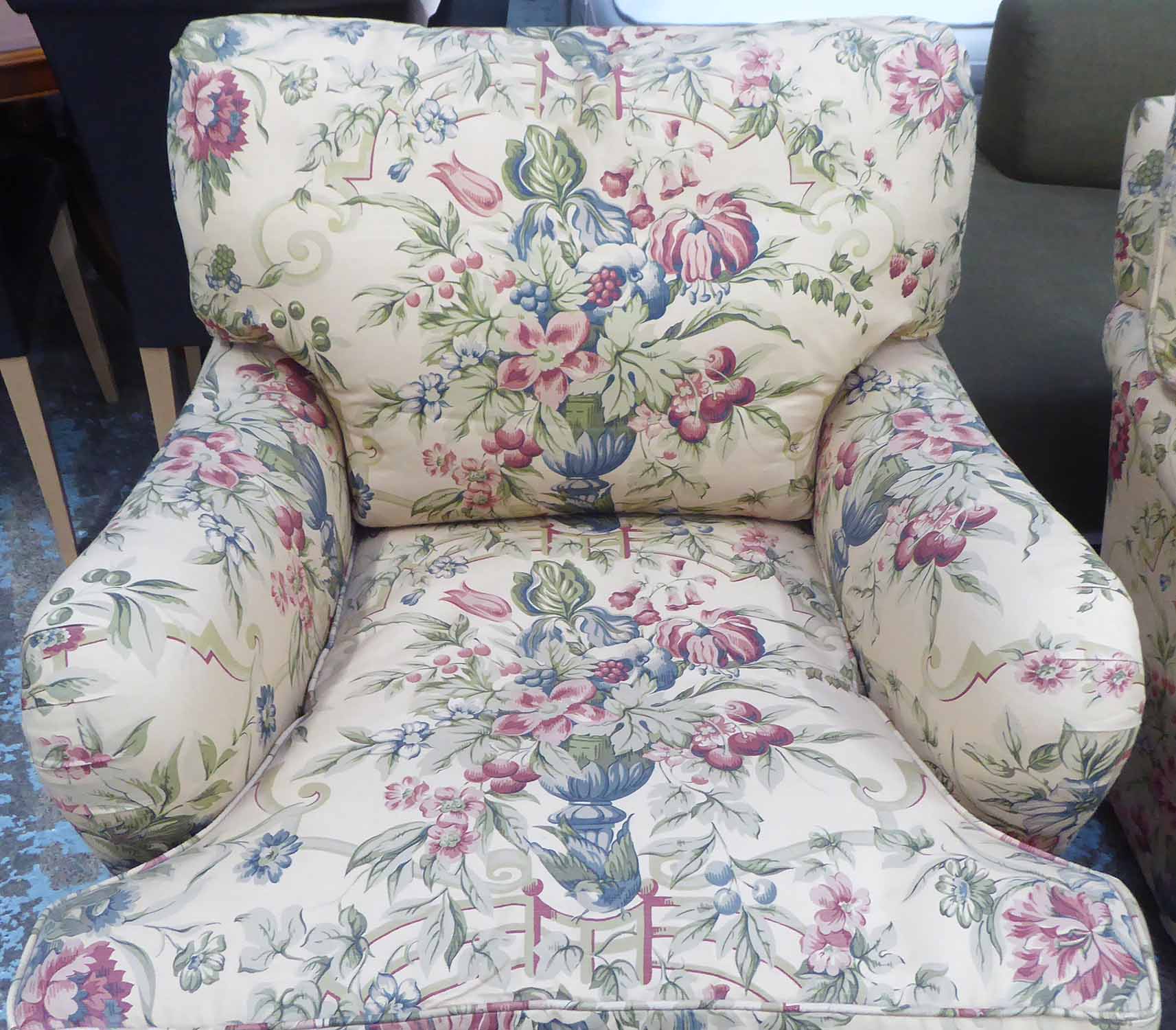 GEORGE SMITH ARMCHAIRS, a pair, Floral upholstery, in the Howard style, 80cm H. - Image 3 of 3