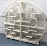 OLIVER BONAS SHANGHAI CIRCULAR SHELVES, white painted, can be divided into two half moon sections,