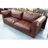 LAURA ASHLEY SOFA, tanned leather finish, 229cm W.