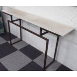 CONSOLE TABLE, by Adam Williams, limestone top on bronze legs, cost £3000 new,