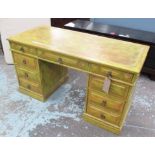 PEDESTAL DESK, in a Latin Hacienda inspired design, green wash painted finish, 137cm x 61cm x 75.