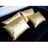 RALPH LAUREN CUSHIONS, a set of four, calf's leather, gold finish, 50cm x 35cm each.