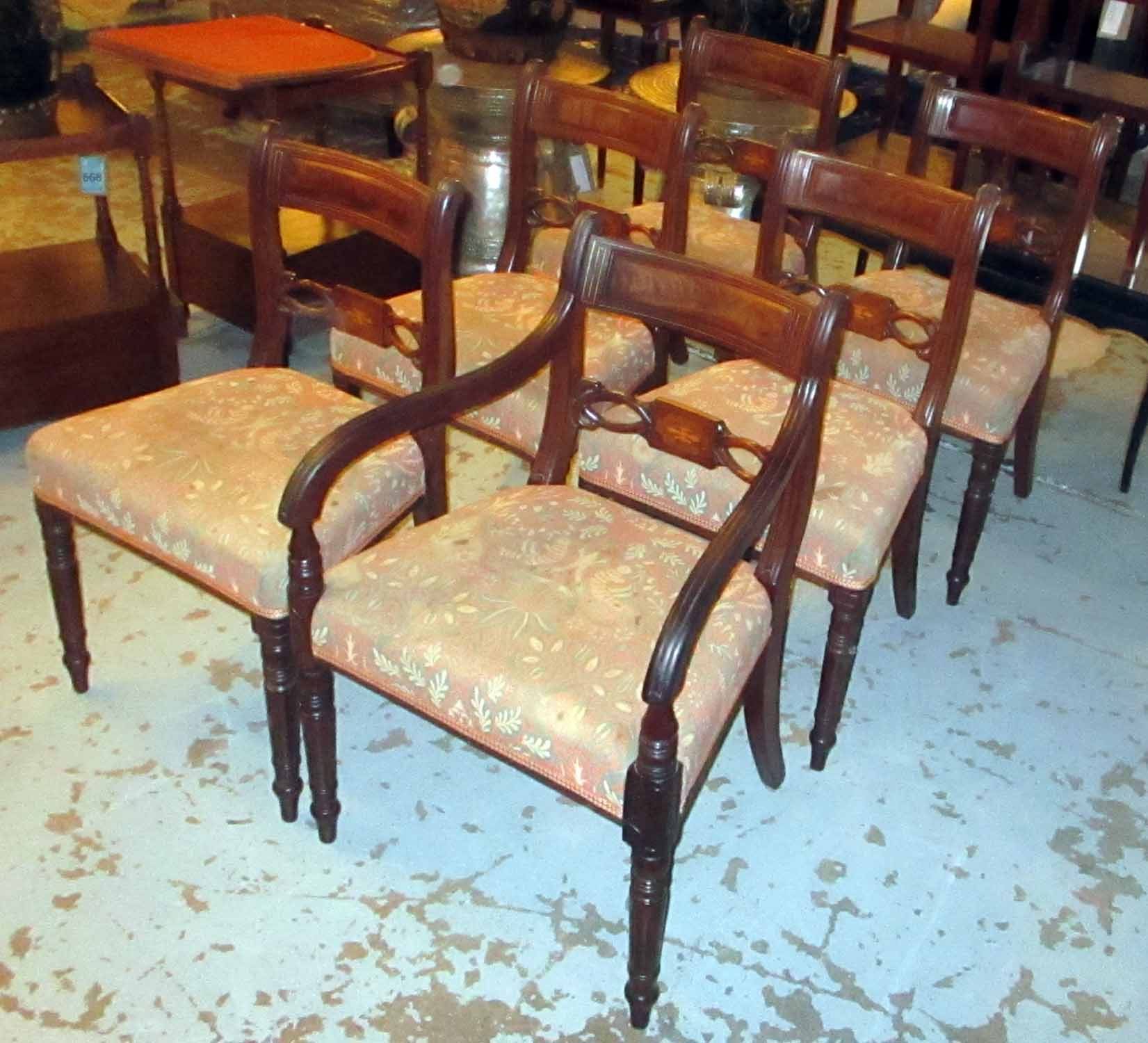 DINING CHAIRS, a set of six, Regency mahogany framed, - Image 2 of 3