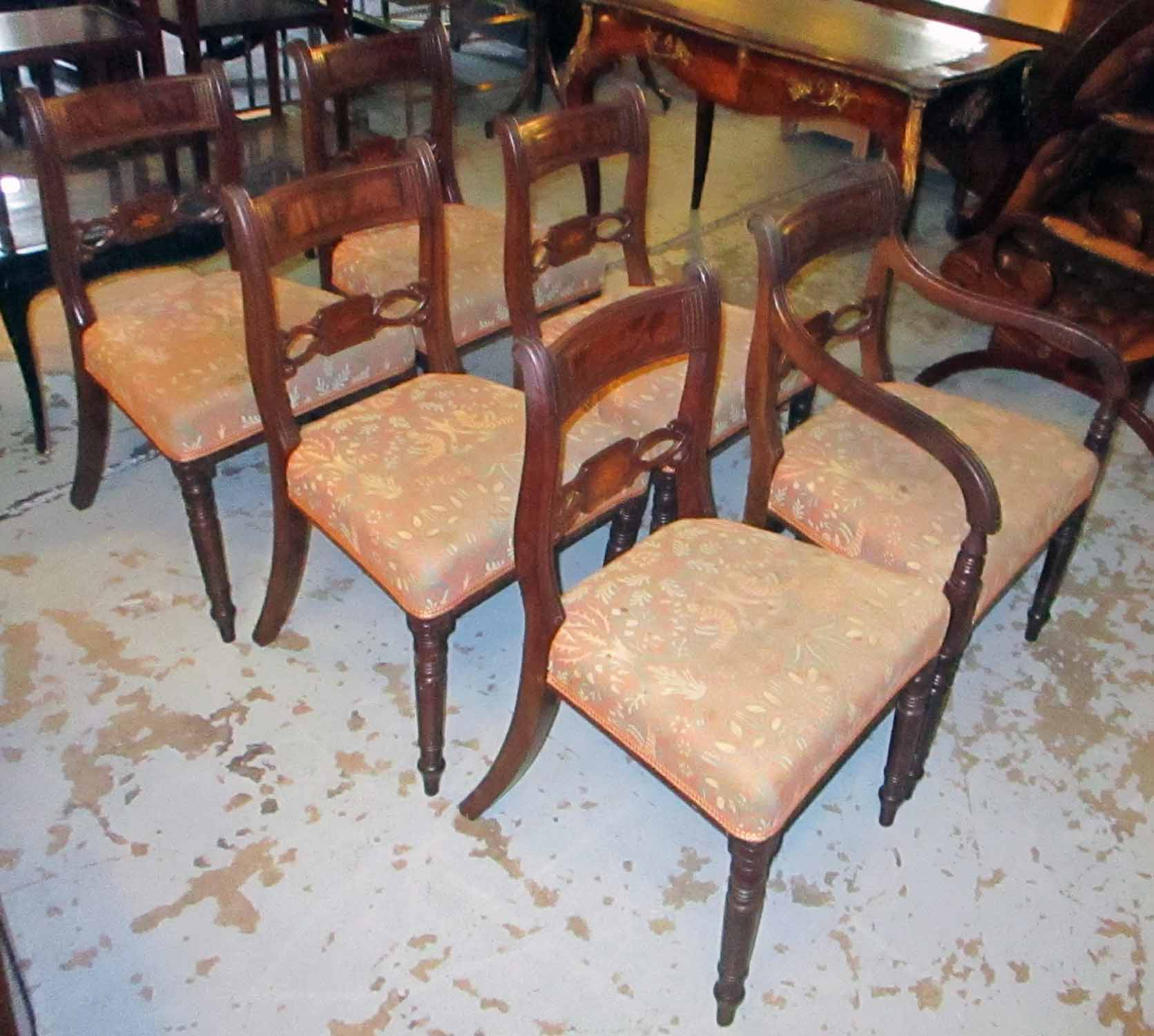 DINING CHAIRS, a set of six, Regency mahogany framed, - Image 3 of 3