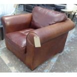 LAURA ASHLEY ARMCHAIR, tanned leather finish, 106cm W.