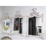 WALL MIRRORS, a set of three, Continental style, white painted finish, 100cm x 60cm.