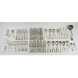 SILVER PLATED CUTLERY, an eight place setting with additions in differing patterns. (94 pieces).