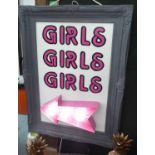 'GIRLS! GIRLS! GIRLS!' BY BEE RICH, bespoke light up signage, 95cm x 69cm.