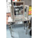 VANITY TABLE, vintage mirrored French style, with trifold dressing mirror, 140cm H with mirror.