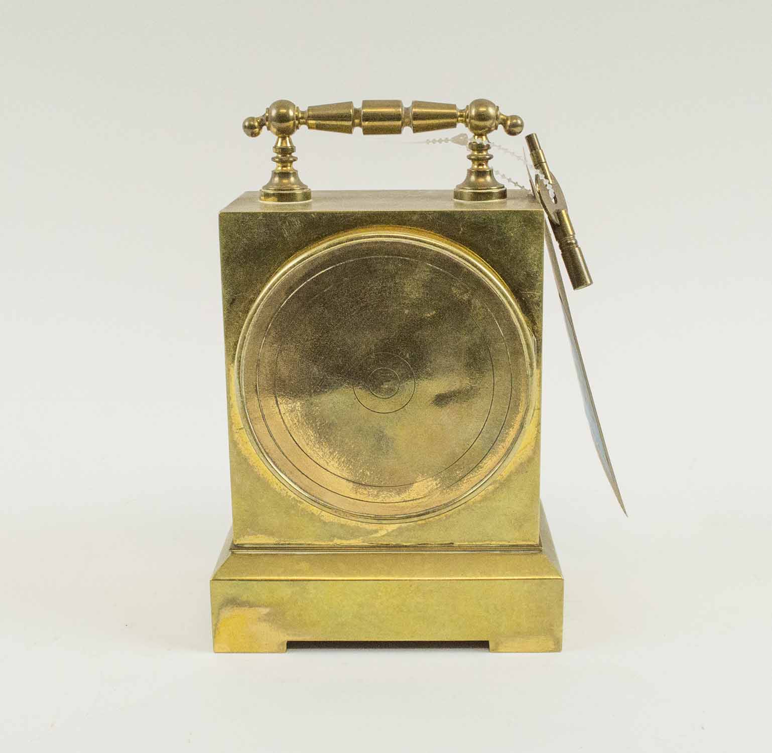 BRASS CASED MANTEL CLOCK, early 20th century, with silvered chapter ring, 19cm H overall, - Image 2 of 3