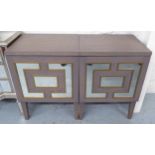 BIRGIT ISRAEL BEDSIDE CABINETS, a pair, with geometric mirrored doors,