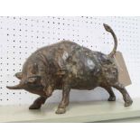 BRONZE BULL, by P. Chenet, 39cm L.