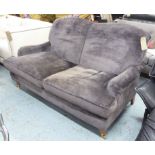 LAURA ASHLEY SOFA, two seater Howard style in grey finish on turned castor supports, 162cm L.