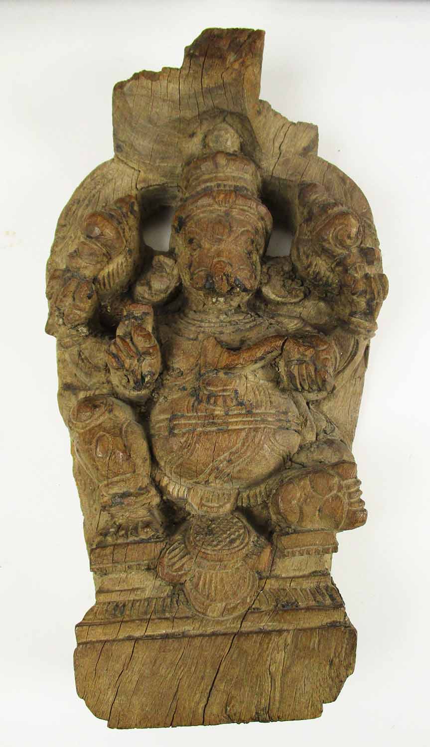 THREE INDIAN WOOD CARVINGS, 19th century and later, Mysore, variously depicting Ganesh, - Image 2 of 7