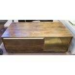 LOW TABLE, contemporary Danish style, with one drawer and brass detail, 110cm x 61cm x 38cm.