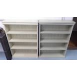 BOOKCASES, a pair, in a painted finish, each 80cm W x 21cm D x 112cm H.