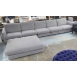 SECTIONAL SOFA, by Marac Italy in grey felt in three sections with footstool.