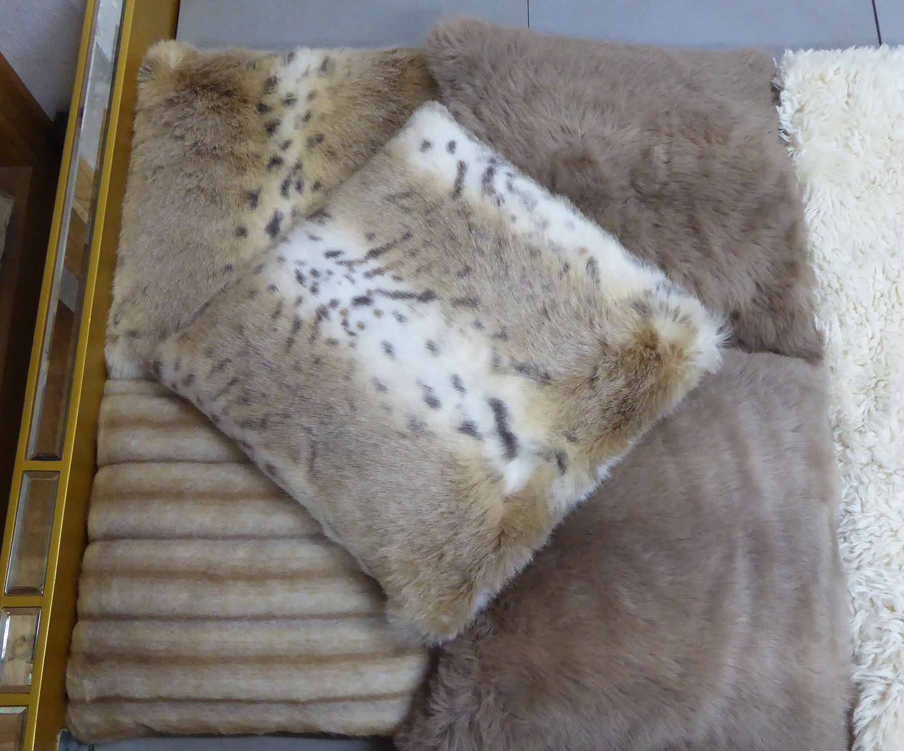 TWO FAUX FUR THROWS, plus five faux fur cushions. - Image 2 of 2