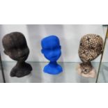 GRÁINNE McHUGH (Contemporary Irish sculptor) 'Mistaken', a set of three ceramic busts, signed,