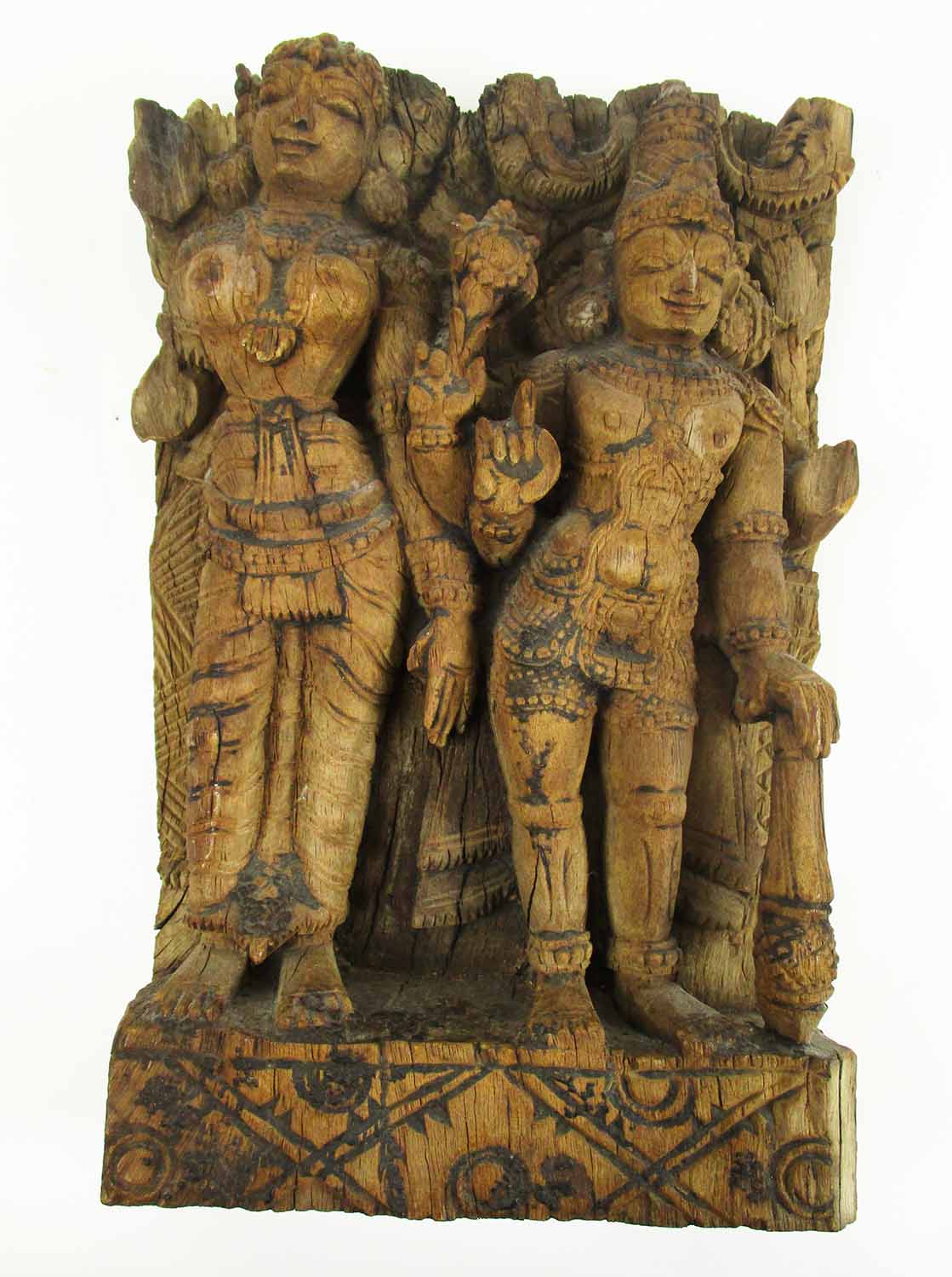 THREE INDIAN WOOD CARVINGS, 19th century and later, Mysore, variously depicting Ganesh, - Image 4 of 7
