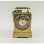 BRASS CASED MANTEL CLOCK, early 20th century, with silvered chapter ring, 19cm H overall,
