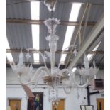 MURANO CHANDELIER, four branch with swept glass arms, 114cm H.