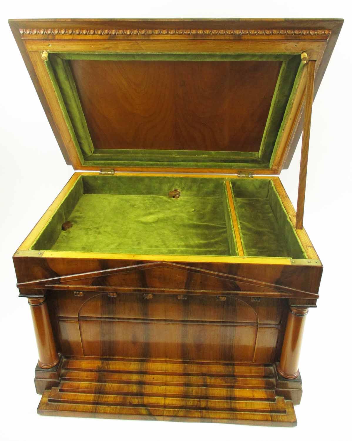 BIEDERMEIER JEWELLERY CASKET, walnut of architectural form, - Image 4 of 8