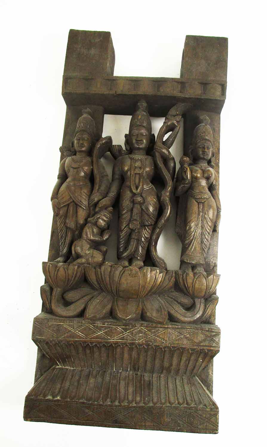 THREE INDIAN WOOD CARVINGS, 19th century and later, Mysore, variously depicting Ganesh, - Image 6 of 7