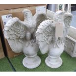 EAGLES, two, reconstituted stone, 68cm H.