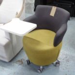 ORANGE BOX TARN TUB CHAIR, with articulating writing table, 82cm H.