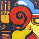 LEONARD JAMES WRIGHT 'Fire Bird Navajo', acrylic on canvas, signed and dated 1997, 104cm x 104cm.