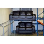2 PIECE MODERN DARK BROWN LEATHER LOUNGE SUITE COMPRISING 3 SEATER SETTEE & 2 SEATER SETTEE