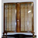 DOUBLE DOOR DISPLAY CABINET ON QUEEN ANNE LEG