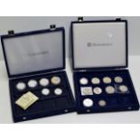 4 COIN BOXES WITH SOME SILVER & OTHER COINS THERE IN